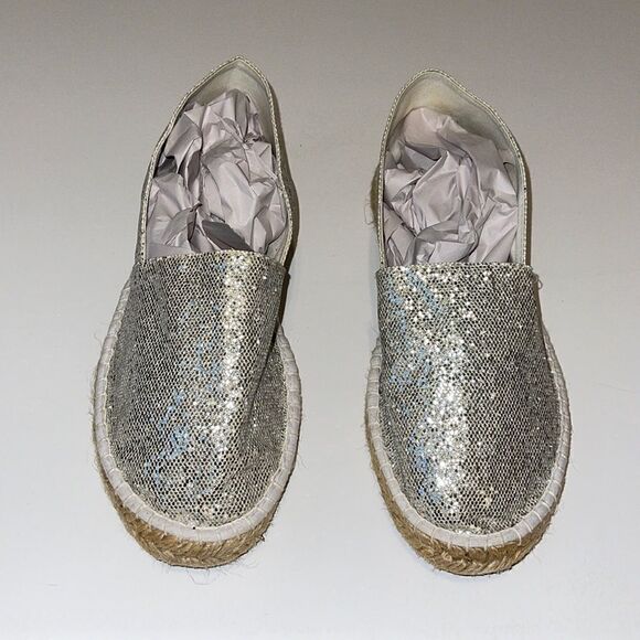 ETRE WOMEN SILVER SPARKLY ESPADRILLES SIZE 8 - Picture 1 of 5